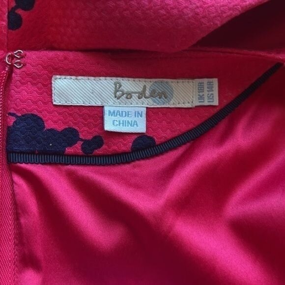 Boden Dress Womens 14R Pink Navy Floral Print Sleeveless Sheath Knee Length - Picture 7 of 12